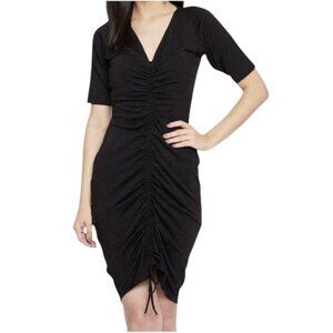 Wilfred Aritzia Dress Women Medium Black Cotton‎ Nissa Cinch Front Mini Gothic